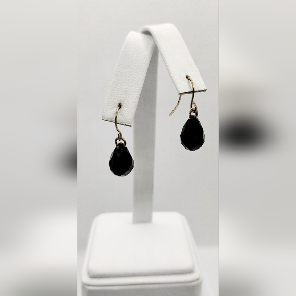 Fashion Simple Elegant Black Bead with Diamond Cuts Dangle Drop Earrings - Picture 2 of 3